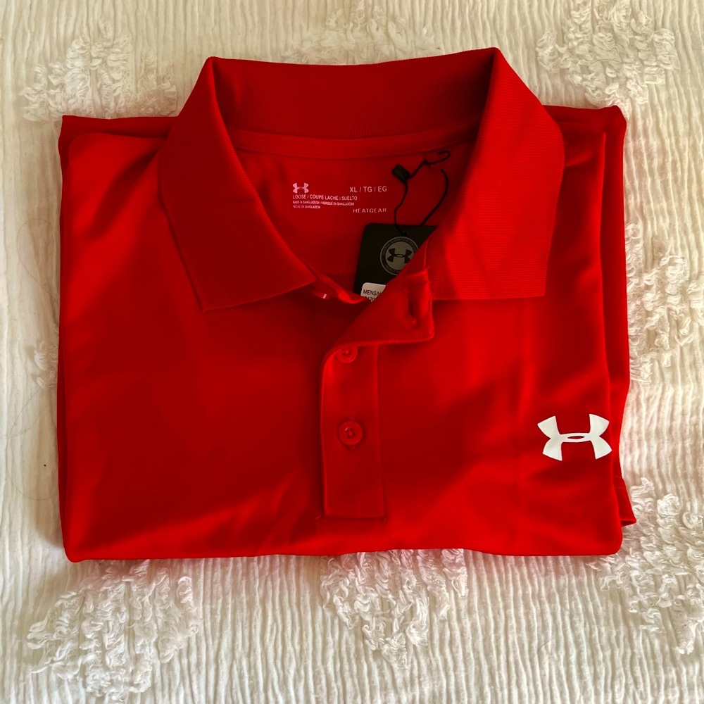 NWT Red Under Armour Golf Shirt